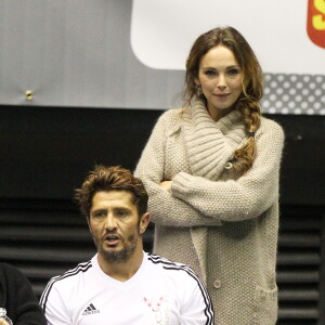 Bixente Lizarazu et Claire Keim, 6e édition du foot-concert au profit de l'association Huntington Avenir qui lutte en faveur des malades et de leur famille. 13 octobre 2012 à Lyon.