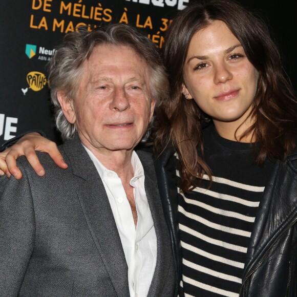 Roman Polanski, parrain de l'exposition, avec sa fille Morgane lors du vernissage de l'exposition "De Meliès à la 3D, La Machine Cinéma' à la Cinémathèque Française de Paris, France, le 3 octobre 2016. © Denis Guignebourg/Bestimage