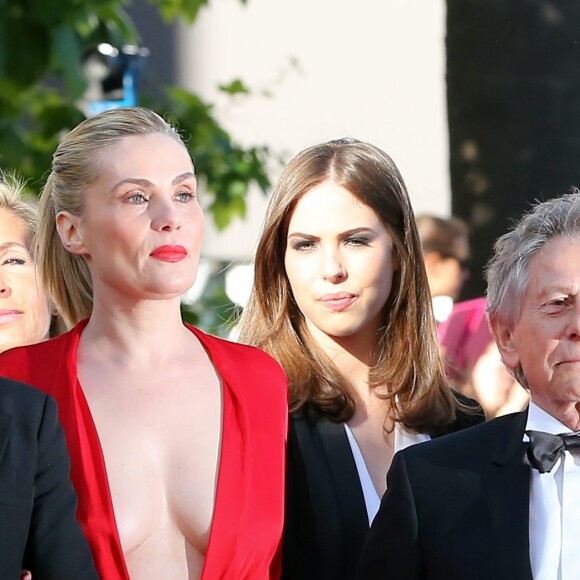 Mathieu Amalric, Morgane Polanski, Emmanuelle Seigner et Roman Polanski lors du 66e festival du film de Cannes. Le 25 mai 2013