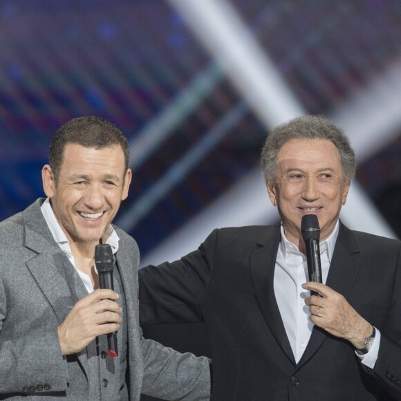 Exclusif - Dany Boon et Michel Drucker - Enregistrement de l'émission "Le Grand Show de l'Humour" au Zénith de Paris le 30 janvier 2017. L'émission est diffusée sur France 2 le 4 février 2017. © Pierre Perusseau/Bestimage