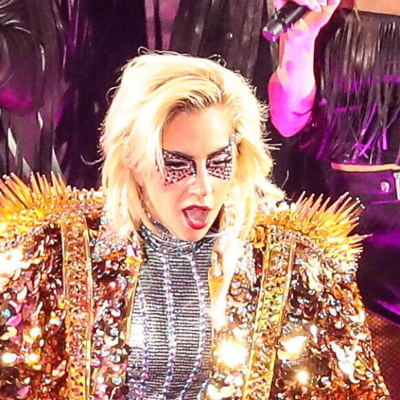 Lady Gaga en concert lors du Super Bowl au NRG Stadium à Houston, le 5 février 2017