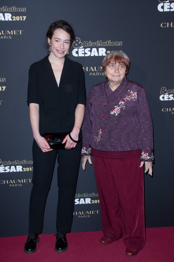Salomé Richard et Agnès Varda - Soirée des Révélations César 2017 dans les Salons Chaumet à Paris le 16 janvier 2017.