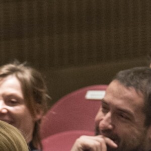 Thierry Ardisson et sa femme Audrey Crespo-Mara, Gaston Ardisson - Cérémonie du Prix Philippe Caloni décerné à Thierry Ardisson à la SCAM (Société civile des auteurs multimedia) à Paris le 17 janvier 2017. © Pierre Perusseau/Bestimage
