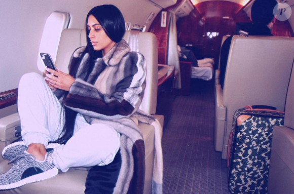 Kim Kardashian a publié une photo d'elle, en route pour la Fashion Week de New York, sur sa page Instagram, le 14 février 2017