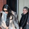Kim Kardashian quitte l'hôtel Mercer lors de la fashion week de New York le 14 février 2017.