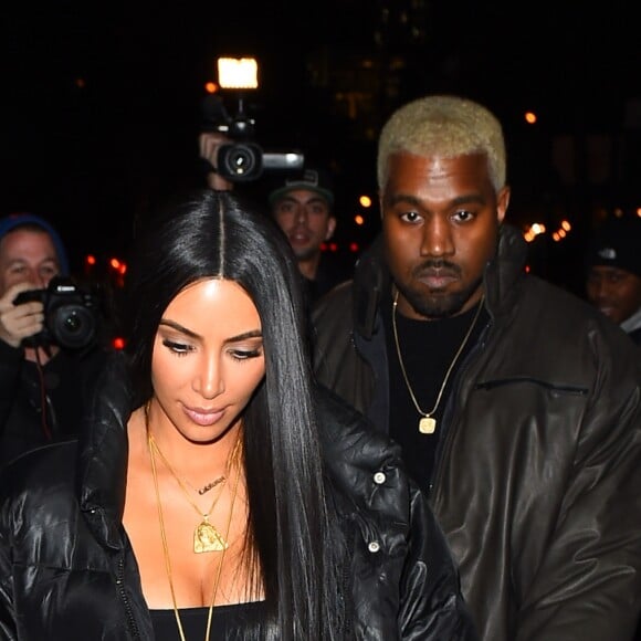 Kim Kardashian et Kanye West arrivent au restaurant Carbone à New York le 14 février 2017