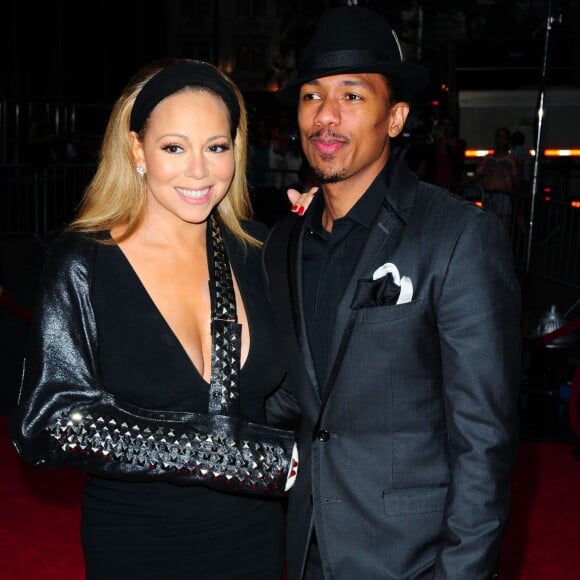 Mariah Carey (le bras casse), Nick Cannon à la Premiere du film "The Butler" (Le Majordome) a New York, le 5 aout 2013.