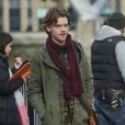 Thomas Brodie-Sangster sur le tournage de la suite de Love Actually pour le Comedy Relief and Red Nose Day à Londres le 16 février 2017.