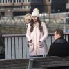 Thomas Brodie-Sangster, Olivia Olson, Liam Neeson sur le tournage de la suite de Love Actually pour le Comedy Relief and Red Nose Day à Londres le 16 février 2017.