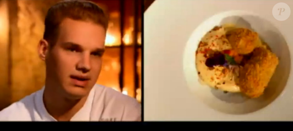 Le talentueux Maximilien Dienst dans "Top Chef 2017" sur M6. Le 15 février 2017.
