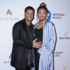 Russell Wilson et sa femme Ciara, enceinte à la soirée Warner Music Group en marge des Grammy Awards au Milk Studio à Los Angeles le 12 février 2017.
