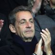 Nicolas Sarkozy dans les tribunes lors du match de Ligue 1 Paris Saint-Germain - Toulouse FC au parc des Princes à Paris, France, le 19 février 2017. Le PSG fait match nul 0-0 contre le TFC. © Cyril Moreau/Bestimage