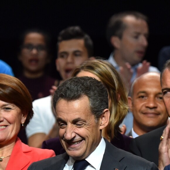 Christian Estrosi, Nicolas Sarkozy, Eric Ciotti - Nicolas Sarkozy en meeting au palais Nikaia pour la campagne des primaires des Républicains en vue de l'élection présidentielle de 2017, Nice le 15 novembre 2016. © Bruno Bebert/Bestimage