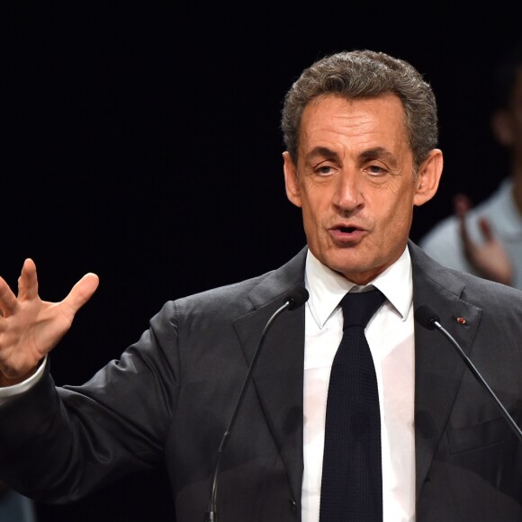 Nicolas Sarkozy en meeting au palais Nikaia pour la campagne des primaires des Républicains en vue de l'élection présidentielle de 2017, Nice le 15 novembre 2016. © Bruno Bebert/Bestimage