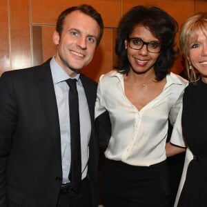 Audrey Pulvar, Emmanuel Macron (candidat du mouvement ''En marche !'' à l'élection présidentielle 2017) et sa femme Brigitte (Trogneux) au 32ème dîner annuel du Conseil représentatif des institutions juives de France (Crif) à l'hôtel Pullman Paris Montparnasse à Paris, le 22 février 2017. © Erez Lichrfeld/Bestimage