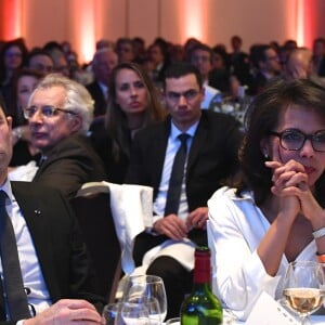 Benoît Hamon (candidat du Parti Socialiste à l'élection présidentielle 2017) et Audrey Pulvar au 32ème dîner annuel du Conseil représentatif des institutions juives de France (Crif) à l'hôtel Pullman Paris Montparnasse à Paris, le 22 février 2017. © Erez Lichrfeld/Bestimage