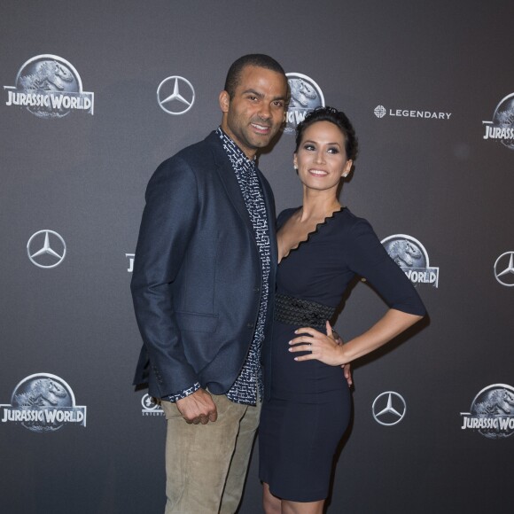 Tony Parker et sa femme Axelle Francine - Première du film "Jurassic World" à l'Ugc Normandie à Paris le 29 mai 2015.