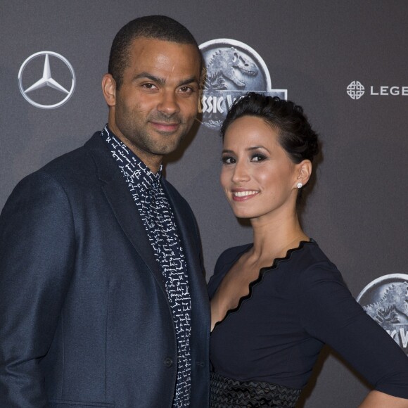 Tony Parker et sa femme Axelle Francine - Première du film "Jurassic World" à l'Ugc Normandie à Paris le 29 mai 2015.