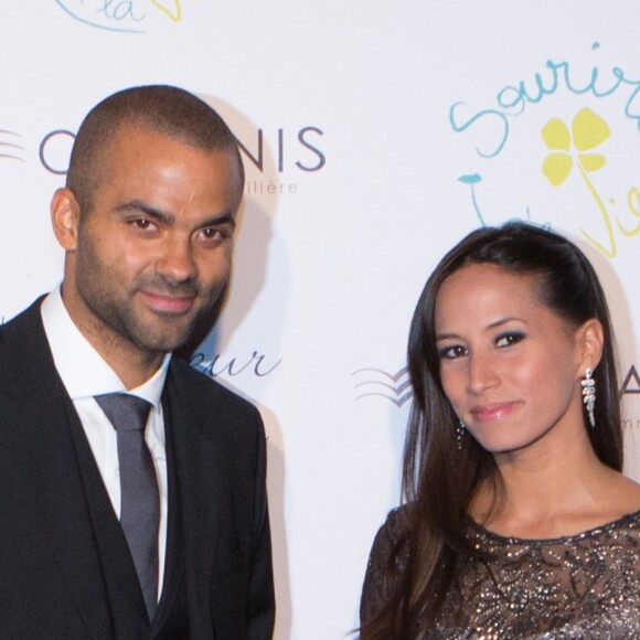 Tony Parker et sa femme Axelle Francine - 8éme édition du "Par Coeur Gala" à Lyon le 25 septembre 2014. Tous les fonds de cette seront reversés à Make A Wish France et à CéKeDuBonheur.