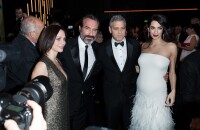George Clooney et Amal enceinte au Fouquet's après les César 2017.