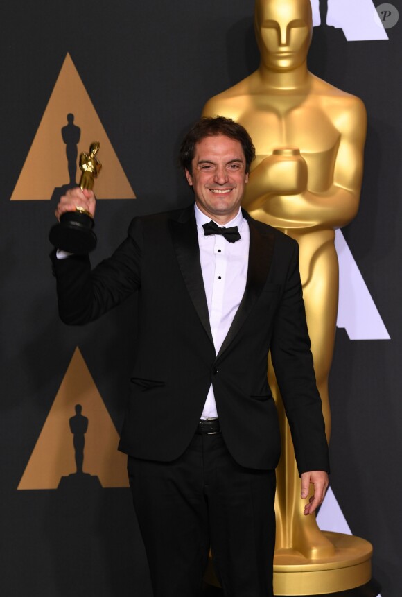 Sylvain Bellemare (Oscar du meilleur montage de son pour le film "Premier contact") - Pressroom de la 89ème cérémonie des Oscars au Hollywood & Highland Center à Hollywood, le 26 février 2017.