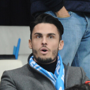 Baptiste Giabiconi au stade vélodrome à Marseille le 26 février 2017 pendant le match de football entre l'Olympique de Marseille et le Paris-Saint-Germain.