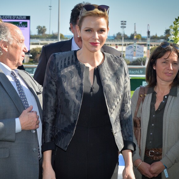 La princesse Charlene de Monaco au premier "Charity Mile" à son nom à l'hippodrome de la Côte d'Azur de Cagnes-sur-mer le 25 février 2017 © Michael Alesi / Bestimage