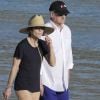 Exclusif - Caroline Kennedy et son mari Edwin Schlossberg se baladent au bord de l'eau lors de vacances à Saint-Barthélemy le 22 février 2017.