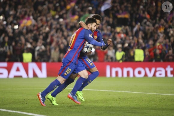 Messi et Neymar - 8ème de finale de la Champions League "FC Barcelone - PSG" au Camp Nou à Barcelone. Le PSG a subit une défaite unique dans l'histoire de la compétition en perdant 6-1 au match retour après avoir gagné 4-0 au match aller. Barcelone, le 8 mars 2017.