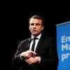 A l'occasion de la journée internationale des femmes, Emmanuel Macron, candidat du mouvement "En Marche!", à l'éléction présidentielle, a cloturé un rassemblement organisé par le collectif "Elles Marchent" au théatre Antoine, à Paris, France, le 8 Mars 2017.