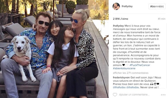 Laeticia Hallyday réagit pour la première fois au cancer de son mari Johnny Hallyday. Photo postée sur Instagram le 9 mars 2017.