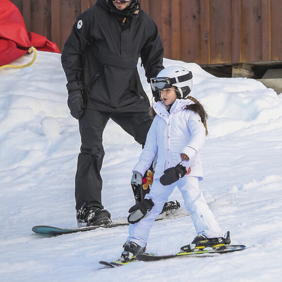 David Beckham et sa fille Harper - La famille Beckham profite de la neige pour skier dans la station de Whistler en Colombie-Britannique, Canada le 20 février 2017.