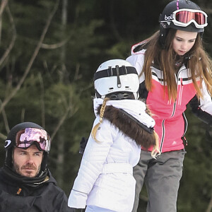 David Beckham et sa fille Harper - La famille Beckham profite de la neige pour skier dans la station de Whistler en Colombie-Britannique, Canada le 20 février 2017.