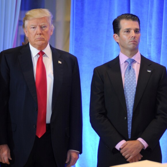 Donald Trump et ses enfants Eric Trump, Ivanka Trump et Donald Trump Jr - Première conférence de presse du nouveau président des Etats-Unis Donald Trump à New York. Le 11 janvier 2017