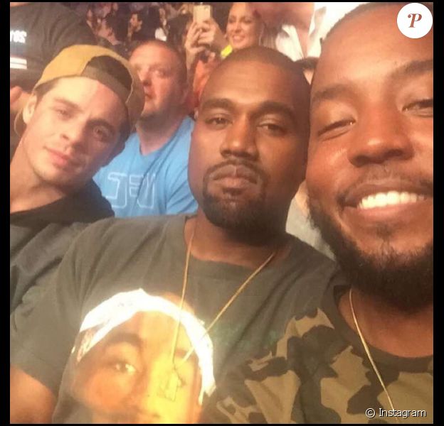 Ricky Anderson au côté de son cousin Kanye West et de leur ami Casper Smart à Las Vegas le 22 août 2016