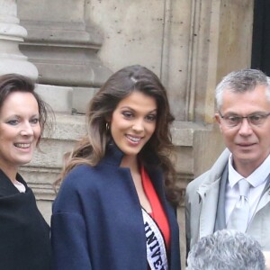 Semi- Exclusif - Iris Mittenaere (Miss Univers) et ses parents Yves Mittenaere et Laurence Druart au Palais de l'Elysée pour rencontrer le Président de la République F. Hollande et visiter l'Elysée à Paris, le 18 mars 2017.