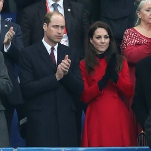 Le prince William, duc de Cambridge et Catherine Kate Middleton, duchesse de Cambridge assistent au match de Rugby France / Pays de Galles au Stade de France le 18 mars 2017. © Cyril Moreau / Bestimage