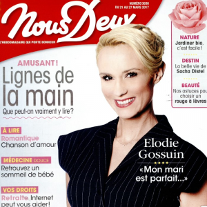 Retrouvez l'intégralité de l'interview d'Elodie Gossuin dans le magazine Nous Deux, en kiosques le 21 mars 2017