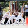 Les mannequins Adriana Lima, Jasmine Tookes, Romee Strijd et Sara Sampaio en shooting pour Victoria's Secret à Miami. Le 21 mars 2017.
