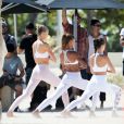 Les mannequins Adriana Lima, Jasmine Tookes, Romee Strijd et Sara Sampaio en shooting pour Victoria's Secret à Miami. Le 21 mars 2017.