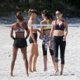 Les mannequins Adriana Lima, Jasmine Tookes, Romee Strijd et Sara Sampaio en shooting pour Victoria's Secret à Miami. Le 21 mars 2017.