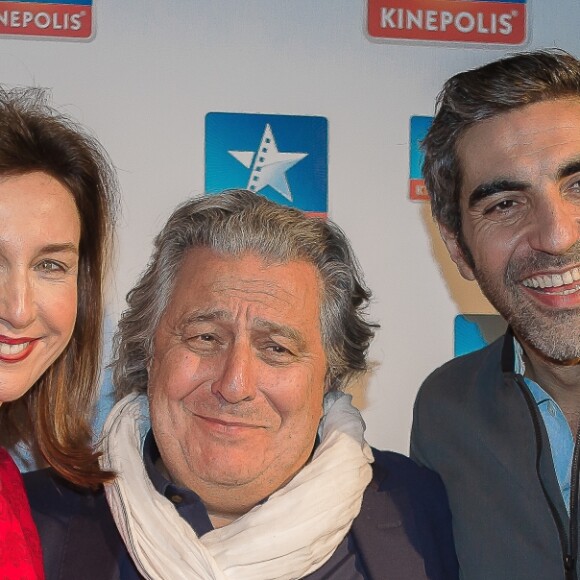 Elsa Zylberstein, Christian Clavier et Ary Abittan lors de l'avant-première du film "A bras ouverts" au cinéma Kinepolis à Lomme, France, le 6 mars 2017. © Stephane Vansteenkiste/Bestimage