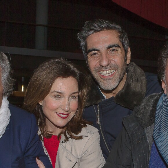 Christian Clavier, Elsa Zylberstein, Ary Abittan et Philippe De Chauveron lors de l'avant-première du film "A bras ouverts" au cinéma Kinepolis à Lomme, France, le 6 mars 2017. © Stephane Vansteenkiste/Bestimage