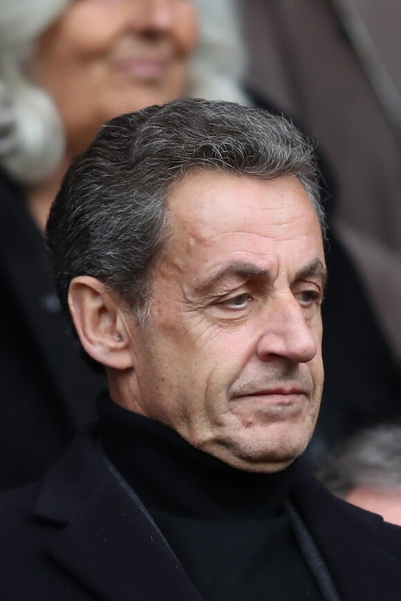 Nicolas Sarkozy - People assistent au match Psg-Nancy au Parc des Princes à Paris le 4 mars 2017.