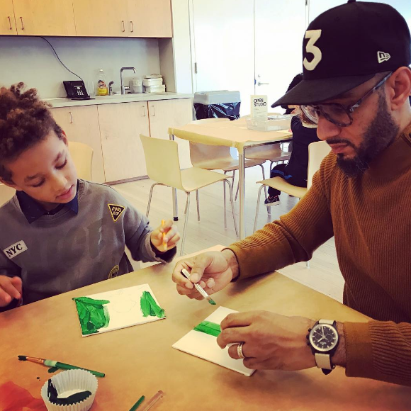 Swizz Beatz, l'époux d'Alicia Keys, avec leur fils aîné Egypt (6 ans).