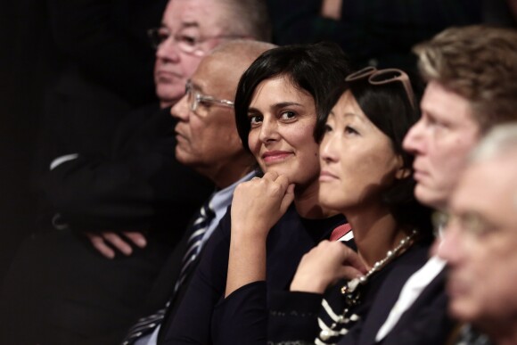 Myriam El Khomri et Fleur Pellerin - Réunion publique du candidat à la primaire du parti socialiste pour les élections présidentielles, Manuel Valls, au théâtre Le Trianon, à Paris, le 20 janvier 2017.