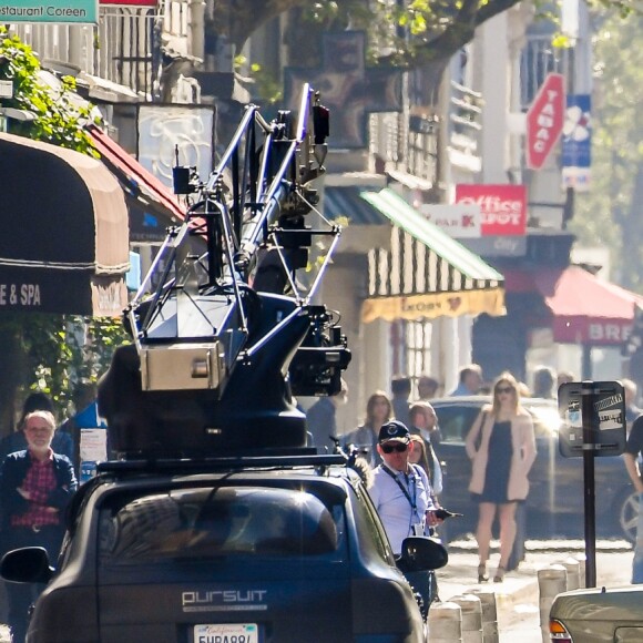 Tom Cruise et Sean Harris sur le tournage d'une scène du film "Mission Impossible 6" à Paris, France, le 9 avril, 2017.