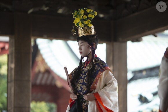 Le roi Felipe VI et la reine Letizia d'Espagne, accompagnés de l'impératrice Michiko du Japon, ont visité les sanctuaires de Shizuoka Sengen-jinja à Shizuoka, à l'occasion de leur voyage officiel de 3 jours au Japon. Le 7 avril 2017  Dancer in Sengen Jinja Temple during spanish kings official visit to Japan in Shizouka on Friday 7 April 2017.07/04/2017 - Shizuoka