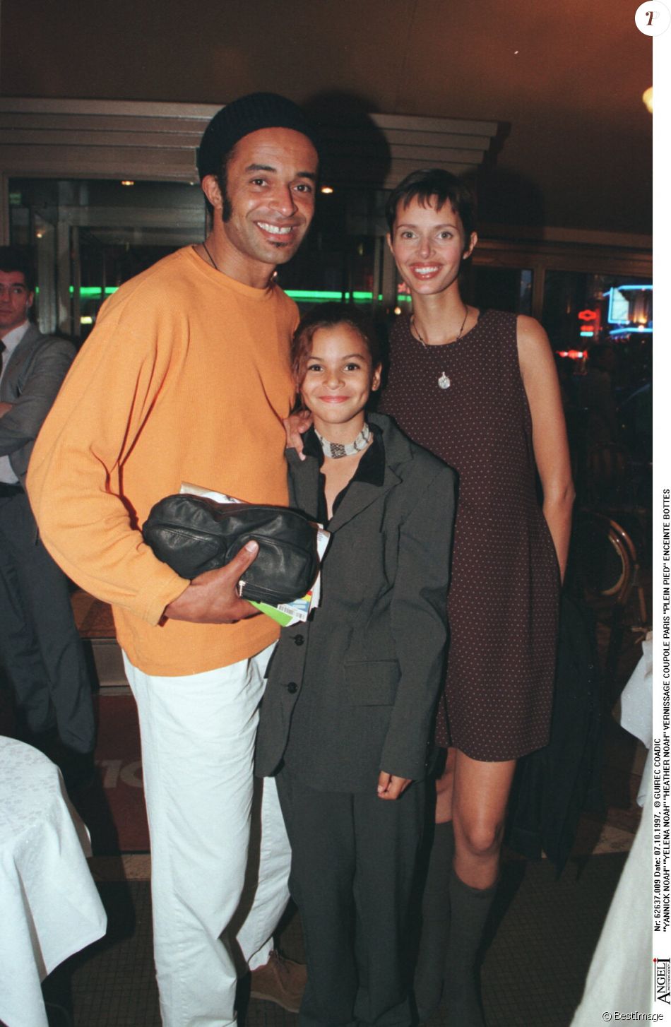 Yannick Noah, sa fille Yelena et Heather Stewart Whyte à Paris le 7