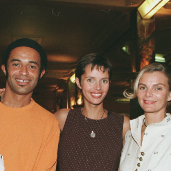 Yannick Noah, Heather Stewart Whyte et Cecilia Noah-Rhode à Paris le 7 octobre 1997.